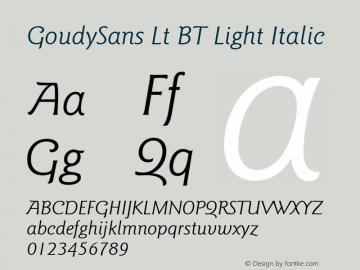 Goudy Sans Light Italic BT Version 2.1图片样张