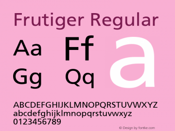 Frutiger Regular Altsys Metamorphosis:15.11.2000图片样张