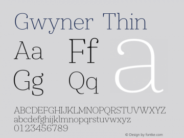 Gwyner-Thin Version 1.000 Font Sample