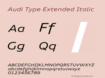 AudiType-ExtendedItalic Version 3.001;PS 3.001;hotconv 1.0.56;makeotf.lib2.0.21325图片样张