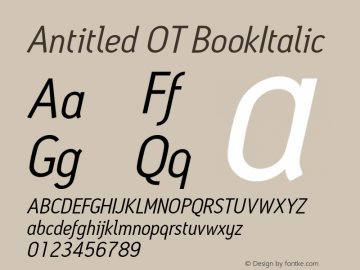AntitledOT-BookItalic Version 1.100 2006 Font Sample