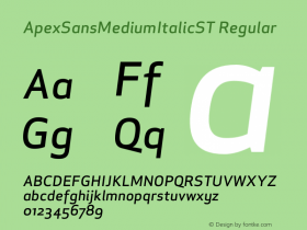 ApexSansMediumItalicST 005.000 Font Sample