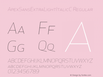 ApexSansExtraLightItalicC 005.000 Font Sample