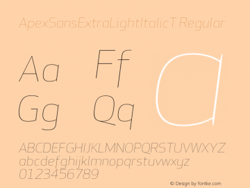 ApexSansExtraLightItalicT 005.000图片样张