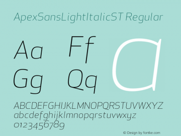 ApexSansLightItalicST 005.000图片样张