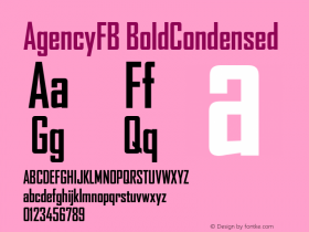 AgencyFB-BoldCondensed Version 1.000;PS 001.000;hotconv 1.0.38 Font Sample