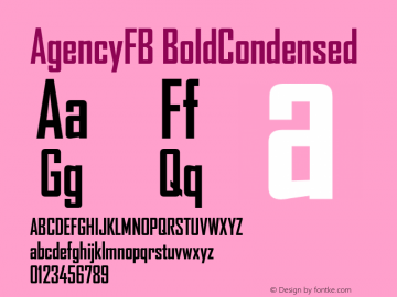 AgencyFB-BoldCondensed Version 1.000;PS 001.000;hotconv 1.0.38图片样张