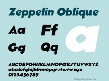 Zeppelin Oblique 1.0 Sun Sep 18 09:24:44 1994 Font Sample