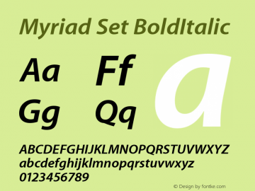 Myriad Set BoldItalic 5.0d6 Font Sample