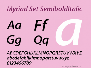 Myriad Set SemiboldItalic 5.0d6 Font Sample