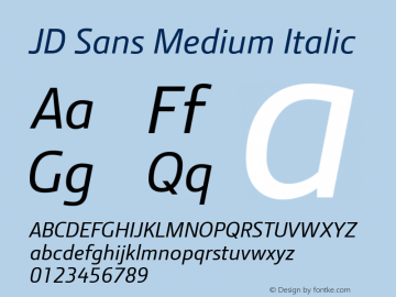 JD Sans Italic Version 1.001 Font Sample