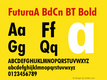 FuturaA Bold Condensed BT mfgpctt-v1.79 Feb 8 1994 Font Sample