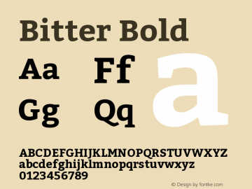 Bitter-Bold Version 001.001 Font Sample