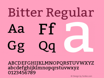 Bitter-Regular Version 1.001 Font Sample