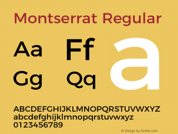 Montserrat-Regular Version 4.000 Font Sample