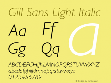 GillSans-LightItalic 001.000 Font Sample
