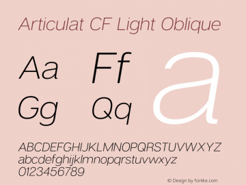 ArticulatCF-LightOblique Version 1.600;PS 001.600;hotconv 1.0.88;makeotf.lib2.5.64775图片样张