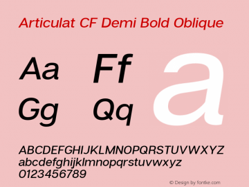 Articulat CF Demi Bold Oblique Version 1.600;PS 001.600;hotconv 1.0.88;makeotf.lib2.5.64775 Font Sample