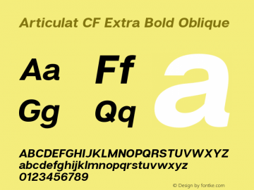 Articulat CF Extra Bold Oblique Version 1.600;PS 001.600;hotconv 1.0.88;makeotf.lib2.5.64775图片样张