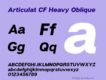 Articulat CF Heavy Oblique Version 1.600;PS 001.600;hotconv 1.0.88;makeotf.lib2.5.64775图片样张