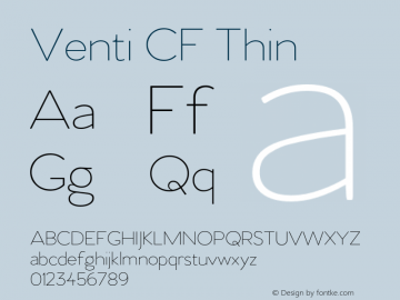 VentiCF-Thin Version 3.000;PS 003.000;hotconv 1.0.88;makeotf.lib2.5.64775 Font Sample