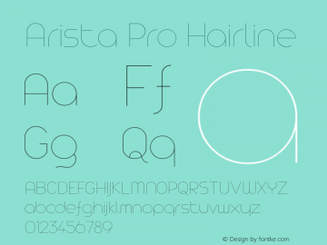 Arista Pro Hairline Version 1.000 Font Sample