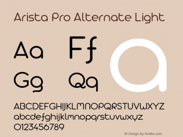 Arista Pro Alternate Light Version 1.000 Font Sample