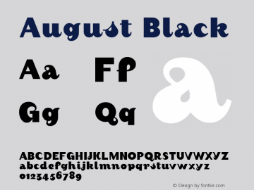 August Black Macromedia Fontographer 4.1.5 04/06/2002 Font Sample