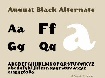 August Black Alternate Macromedia Fontographer 4.1.5 04/06/2002 Font Sample