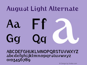 August Light Alternate Macromedia Fontographer 4.1.5 04/06/2002 Font Sample