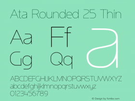 AtaRounded-25Thin Version 1.000 Font Sample