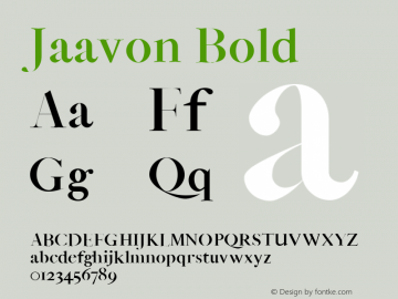 Jaavon Bold Version 1.0 Font Sample