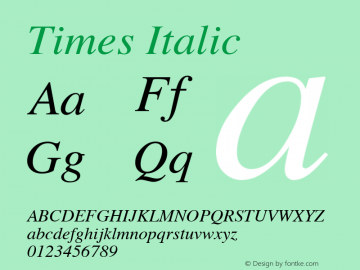 Times Italic 1.0 Font Sample