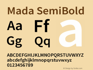 Mada SemiBold Version 1.004 Font Sample