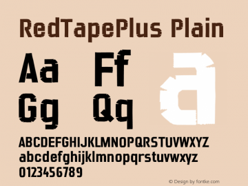 RedTapePlus-Plain Version 001.000 Font Sample