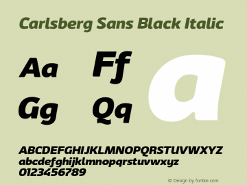 Carlsberg Sans Black Italic Version 2.000 Font Sample