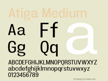 Atiga Medium Version 1.100 Font Sample