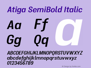 Atiga SemiBold Italic Version 1.100 Font Sample