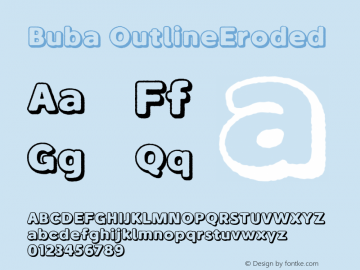 Buba-OutlineEroded Version 1.001 Font Sample