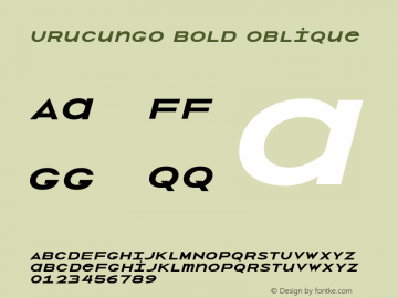 Urucungo Bold Bold Italic Version 1.000图片样张