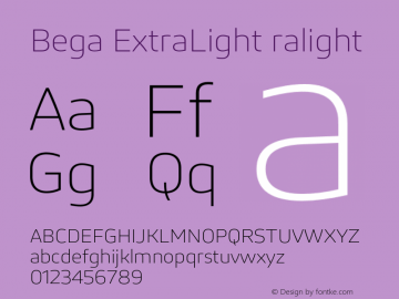 Bega-ExtraLightralight Version 1.0 Font Sample