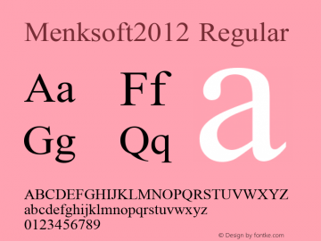 Menksoft2012 Version 2.00 Font Sample