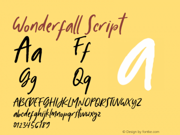 Wonderfall Script Version 1.000;PS 001.000;hotconv 1.0.88;makeotf.lib2.5.64775 Font Sample