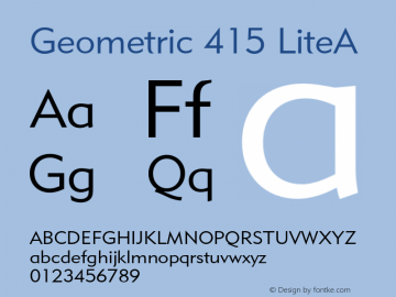 Geometric 415 Lite Version 2.0-1.0 Font Sample