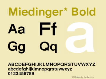 Miedinger* Bold Version 001.000 Font Sample