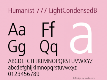 Humanist 777 Light Condensed Version 003.001 Font Sample