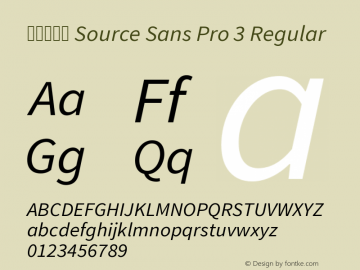 服务器字体 Source Sans Pro 3 Version 1.033 August 15, 2015 Font Sample