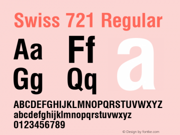 Swiss 721 Bold Condensed Version 2.0-1.0 Font Sample