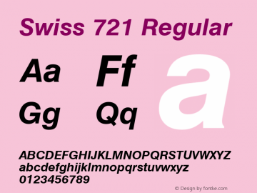 Swiss 721 Bold Italic Version 2.0-1.0 Font Sample