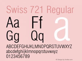 Swiss 721 Light Condensed Version 2.0-1.0 Font Sample